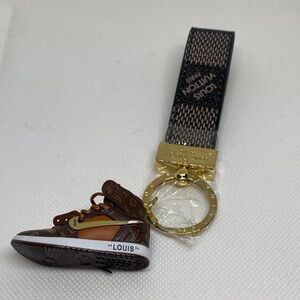 ✅ PRICE IS FIRM ✅ Fashion Brown and Gold Mini Sneaker Keychain